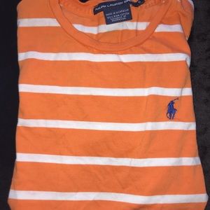 Orange and white striped w blue Ralph Lauren T